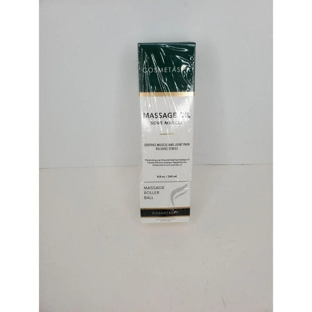 Sore Massage Oil with Massage Roller Ball 8.8 oz.‎ by Cosmetasa New & Sealed